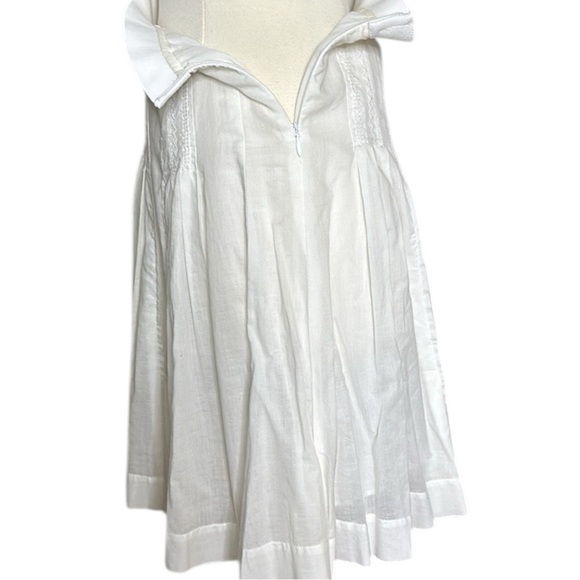 MARGARET O’LEARY White Cotton Mini Skirt Embroidered Pleated Clean Girl Small - Picture 7 of 13